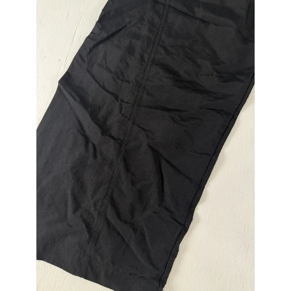 Zara Black Zip‎ Waist Women Wide Leg Nylon Pants Size Small Cool Style Athletic